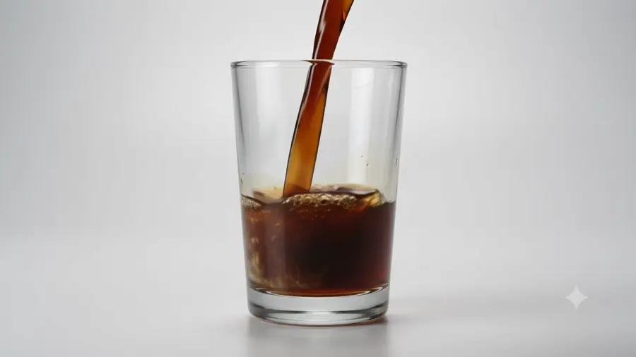 Cold coffee being poured at Deja Bru Cafe, Janakpuri